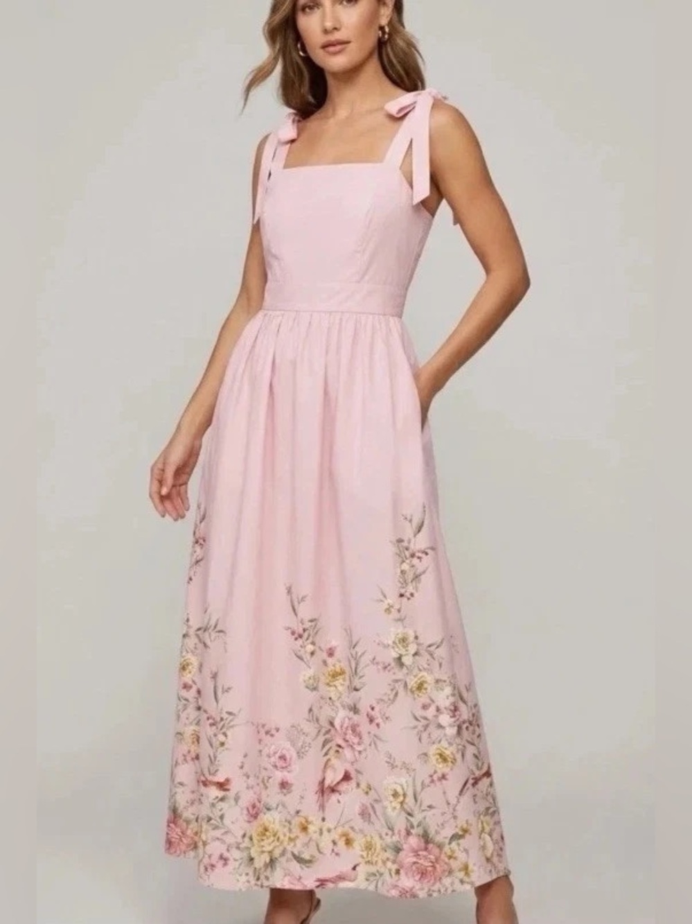 Joie Floral Print Pink Midi Dress Size Medium